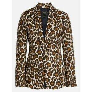 J. Crew Parke Leopard Print Linen Blend Blazer Size 0